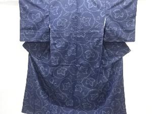 蔦の葉模様織り出し十日町紬着物